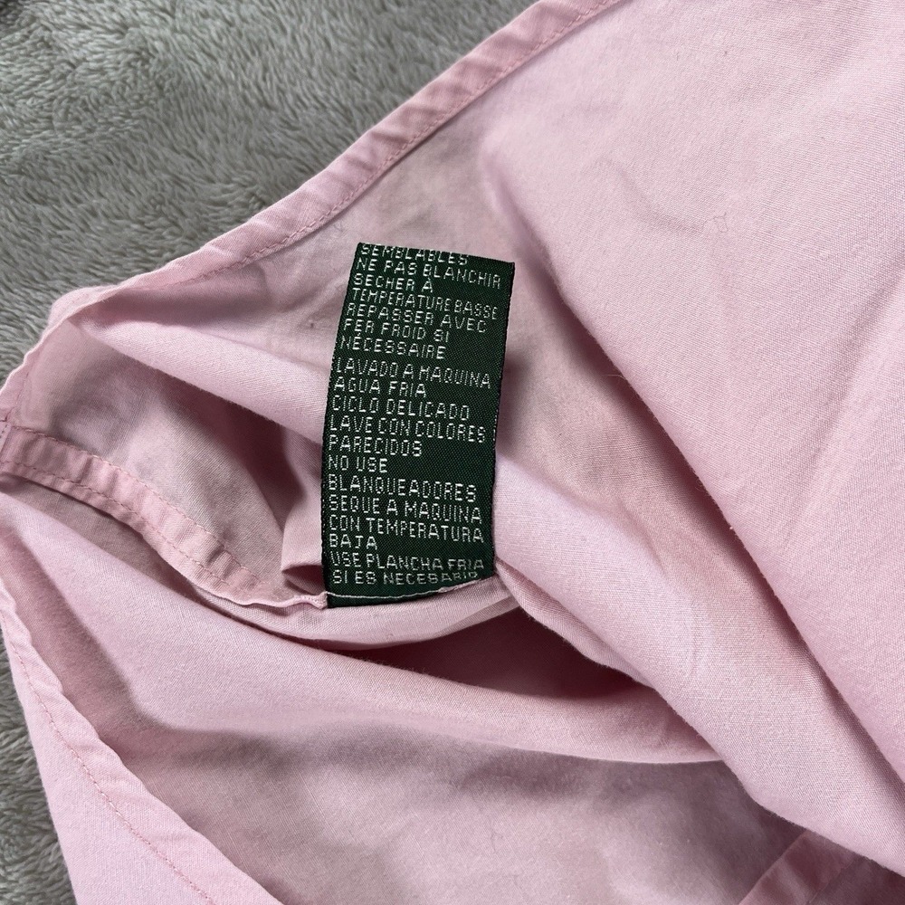 Vintage Y2K Lauren Ralph Lauren Button Down Shirt 10 Pink Contrast Old Money - Picture 4 of 13